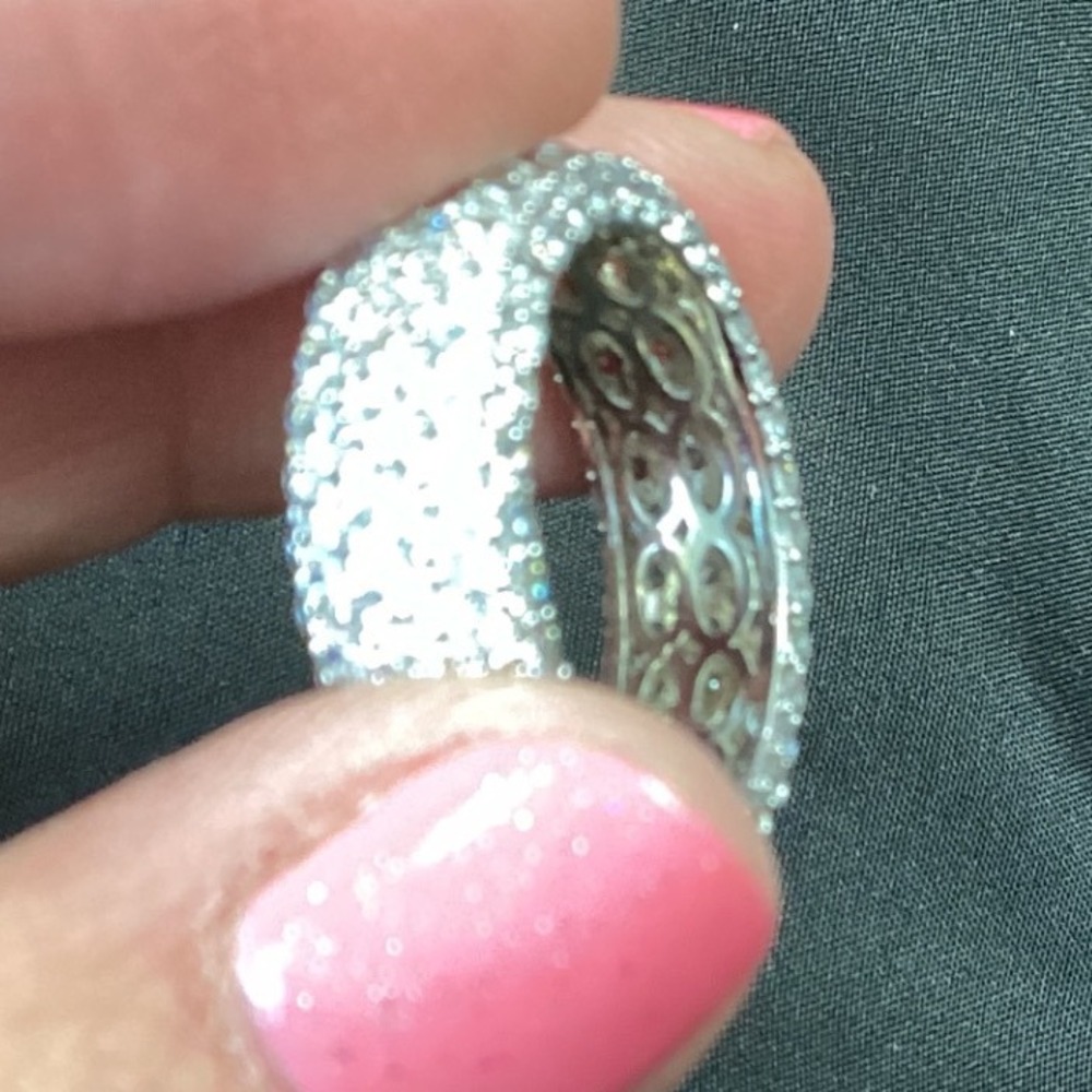 Eternity Band Ring Pave‎ Cubic Zirconia CZ Statement Cocktail Silver - Picture 3 of 7